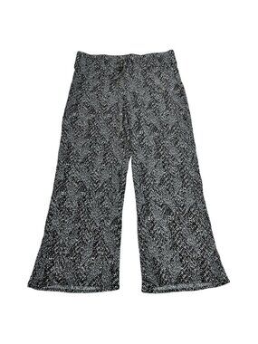 89th & Madison Womens Wide Leg Pants Black All Over Print Drawstring Rayon S
